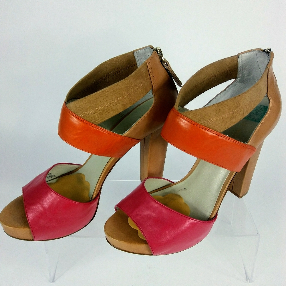 Nine West | Stylin | Tan & Pink Heels | Size 8.5M
